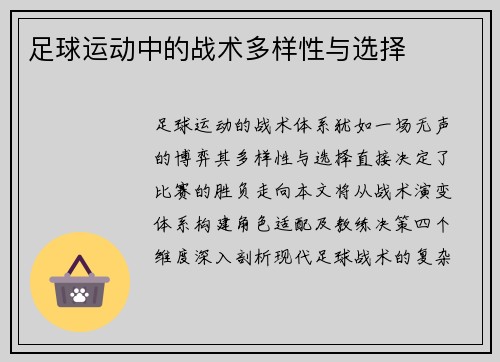 足球运动中的战术多样性与选择